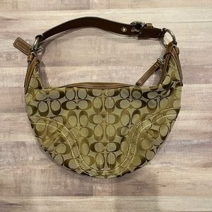 Coach logo print shoulder hobo bag